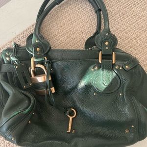 Chloé Paddington Tan Leather Satchel in Green Lady